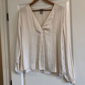 Faux ivory silk blouse